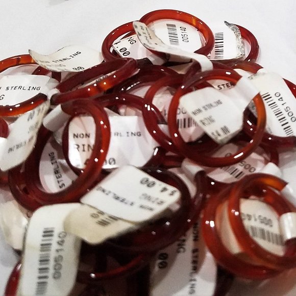 100 RINGS Resale Bundle mixed stone glass hematite stainless enamel mix sizes - Picture 12 of 14